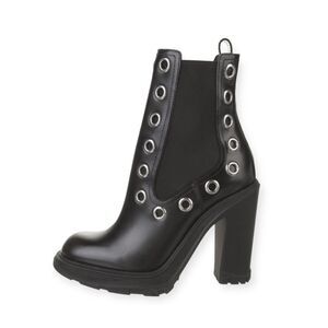 NEW Alexander McQueen Tread Grommet Embellished Boots Black, NWT, Size 39.5